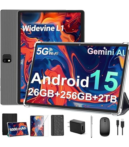 Amazon.com : 2025 Android 15 tablet with keyboard, 26GB+256GB+2TB